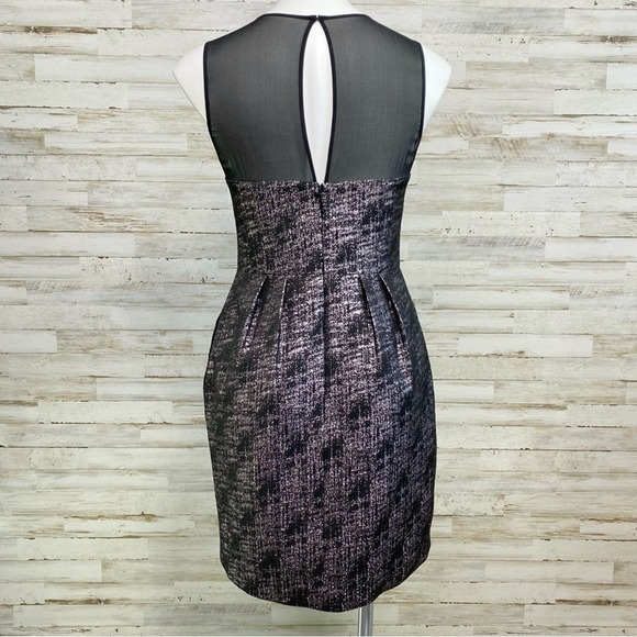Club Monaco Bria Metallic Dress Womens Size 4 Soot Black/Noir Silk Top Pockets - Picture 9 of 15